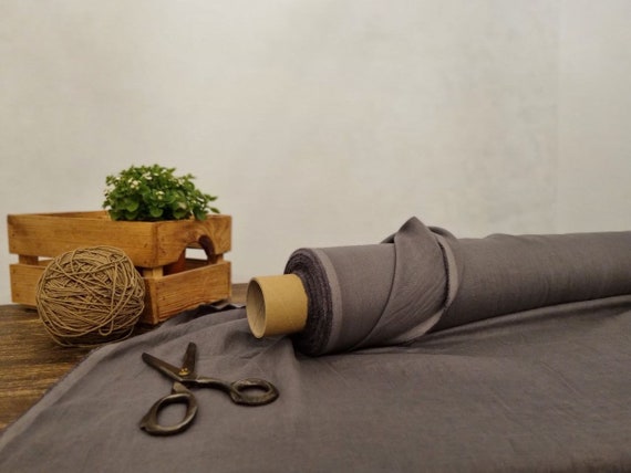 Linen fabric lightweight iron gray, Fabric by the yard or meter, Organic flax fabric
