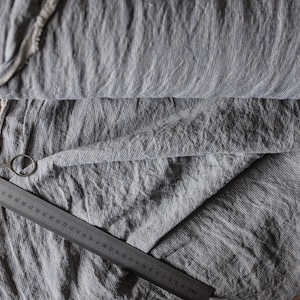 Blue thin striped natural linen fabric, Fabric by the yard or meter, Washed softened flax fabric