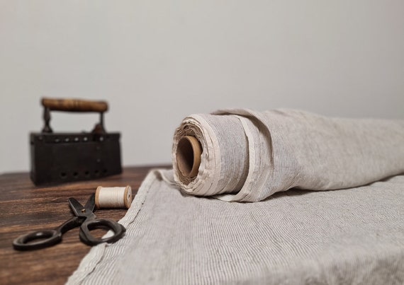 Striped linen fabric LinenDreamShop