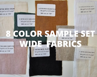 Linen fabric samples extra wide 8 color, swatches