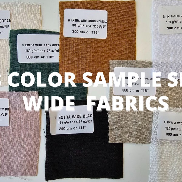 Linen fabric samples extra wide 8 color, swatches