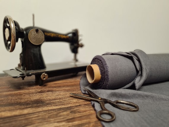 Iron gray linen fabric, Organic Washed flax fabrics, Fabric by the yard or meter