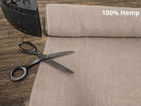 Falcon Brown Hemp Fabric by Yard, Lightweight 155 GSM Hemp Fabric, 100% Hemp Material for Clothing, Shirts, Dresses and Curtains
