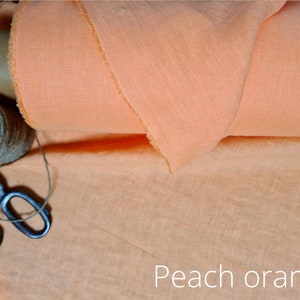 Rust Orange Linen Fabric, Brick Brown Linen Fabric by the Yard or Meter ...