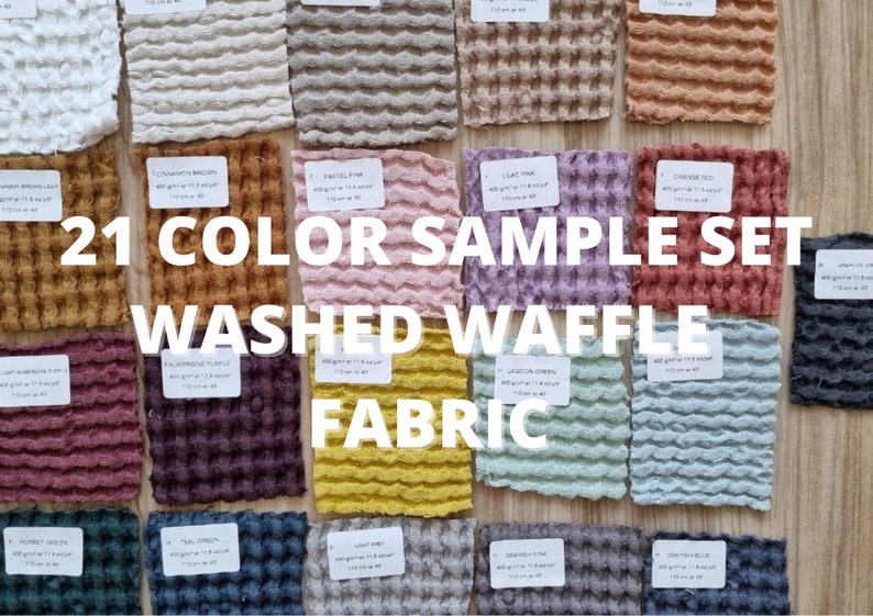 Muestras de tela de lino a rayas 17 colores, muestras varios tipos Waffle linen