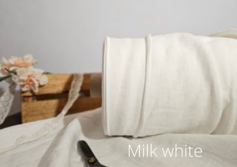 Tejido de lino EXTRA WIDE natural sin teñir, tejido de 118 pulgadas o 3 metros de ancho, ropa de cama y tejido de lino cortina Milk White