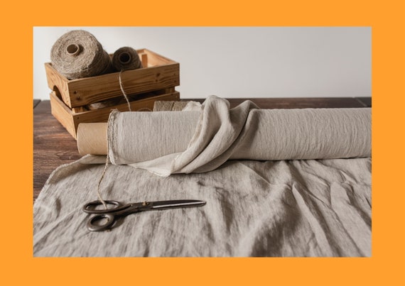 Linen fabric natural undyed, Fabric by the yard or meter, Softened washed linen fabric