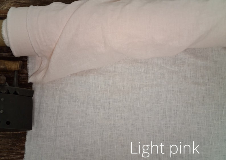Linen fabric pink lemonade, Washed softened flax fabrics, Fabric by the yard or meter Light Pink