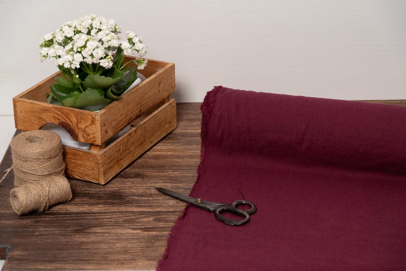 Rust Orange Recycled Linen Blend Fabric, Recycled Linen Fabric by the ...