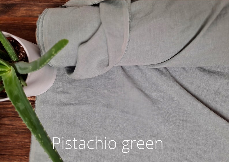 Linen fabric Pine green, Fabric by the yard or meter, Organic washed flax fabric Pistachio Green