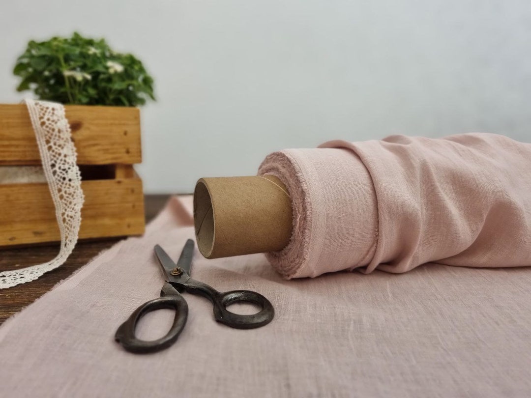 Linen Fabric Lightweight Pastel Pink, Fabric by the Yard or Meter, OEKO ...
