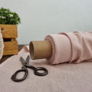 Linen fabric lightweight pastel pink, Fabric by the yard or meter, Organic flax fabric