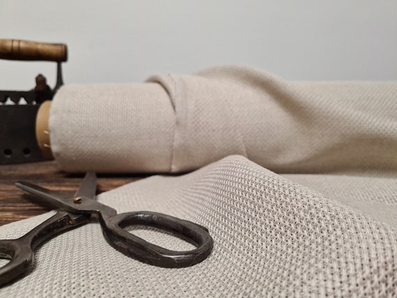 Embroidery linen fabric natural beige, Cross stitch blend linen fabric, Fabric by the yard or meter