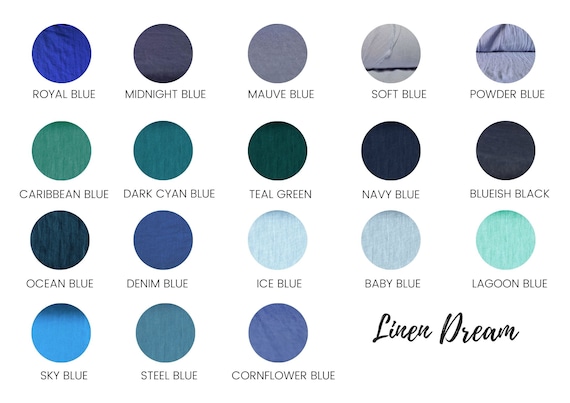 Linen fabric blue color, Fabric by the yard or meter, Softened washed flax fabric bluish tones
