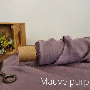 Linen fabric lightweight powder blue, Fabric by the yard or meter, Organic flax fabric Mauve Purple