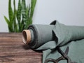 Linen fabric Sage green, Fabric by the yard or meter, Organic washed flax fabric product logo