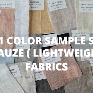 Linen fabric samples lightweight 16 color, swatches various types Gauze linen