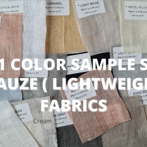 Linen fabric samples gauze lightweight 21 color, swatches various types Gauze linen