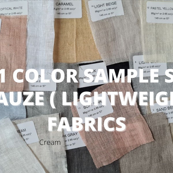 Linen fabric samples gauze (lightweight) 21 color, swatches - various types