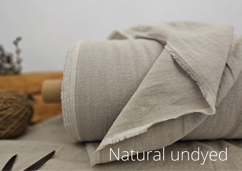 Linen fabric EXTRA WIDE natural undyed, 118 inches or 3 meter wide fabric, Bedding and curtain linen fabric image 5