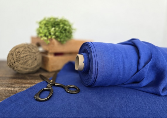 Linen fabric EXTRA WIDE cornflower blue, linen fabric for bedding and curtains