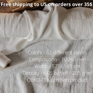 Different medium weight linen fabric texture for curtains, natural woven linen material for curtains, 145 cm wide (57 inches), OEKO-TEX Standard 100 certified, medium weight, sold by length from 0.5 m or 0.5 yard