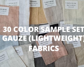 Linen fabric samples gauze (lightweight) 30 color, swatches - various types