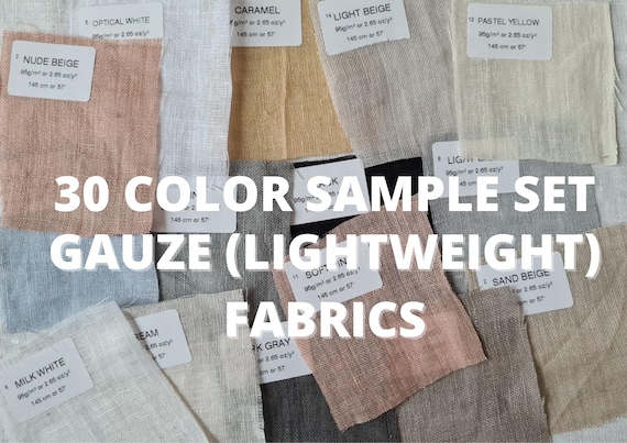 Linen fabric samples gauze (lightweight) 30 color, swatches - various types