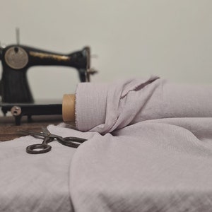 Linen fabric grayish pink, Washed softened flax fabrics, Fabric by the yard or meter