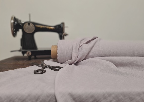 Linen fabric grayish pink, Washed softened flax fabrics, Fabric by the yard or meter