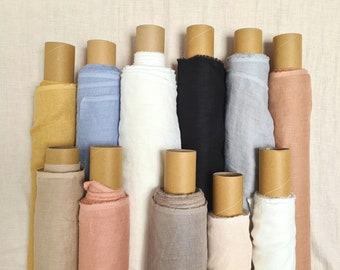 Thin curtain linen fabric, Lightweight cheesecloth fabric by the yard or meter,  Gauze linen fabric for curtains 28 colors