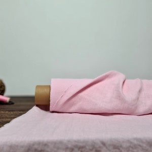 Linen fabric pink lemonade, Washed softened flax fabrics, Fabric by the yard or meter image 3