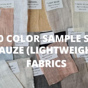Linen fabric samples gauze (lightweight) 30 color, swatches - various types