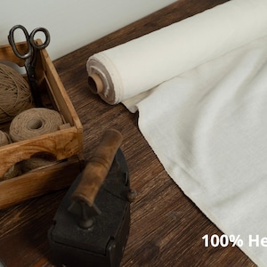 Soft White Hemp Fabric by Yard – Medium Weight 213gsm Natural Fabric for Clothing, Curtains, Home Textile