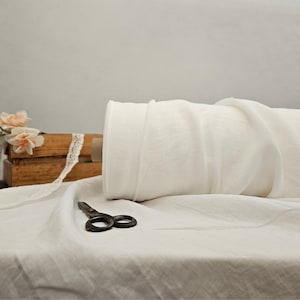 Linen fabric EXTRA WIDE milk white, 112 inches or 2.85 meter wide fabric, Bedding and curtain linen fabric