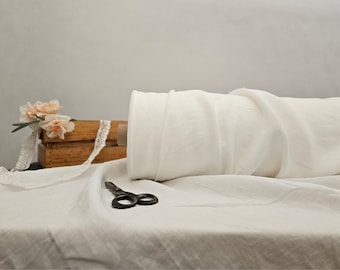 Linen fabric EXTRA WIDE milk white, 112 inches or 2.85 meter wide fabric, Bedding and curtain linen fabric