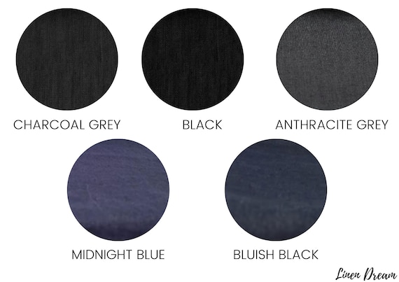 Linen fabric black color shades, Fabric by the yard or meter, Softened washed flax fabric blackish tones