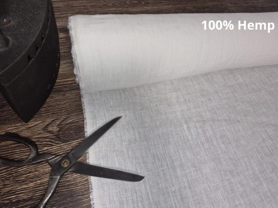 Ivory White Hemp Fabric by Yard, Lightweight 155 GSM Hemp Material for Clothing, Dresses, Shirts and Home Textiles