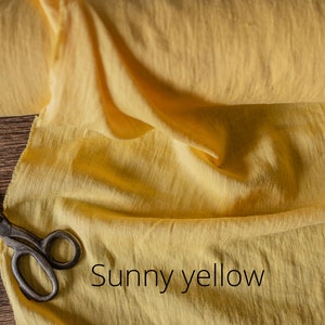 Linen fabric sunny yellow, Fabric by the yard or meter, Softened pure flax fabric Sunny yellow