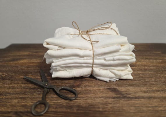 Linen Fabric Remnants White  Gauze – Assorted Sizes & Colors – Natural 100% Linen Leftovers