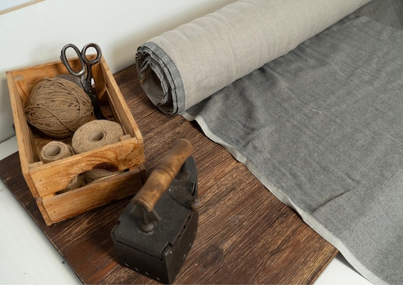 Double sided linen blend fabric natural and gray by yard or meter lightweight 4.4 oz linen cotton fabric 135 cm wide oeko tex