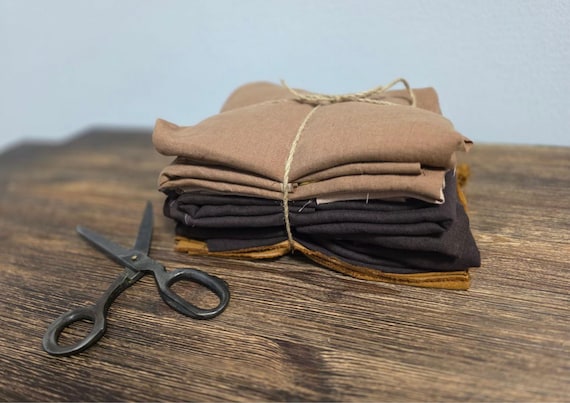 Linen Fabric Remnants brown mix color– Assorted Sizes & Colors – Natural 100% Linen Leftovers