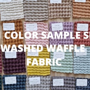 21 different color waffle sample set linen blend fabric texture, natural woven linen material for curtains , 105 cm wide (41 vinches), OEKO-TEX Standard 100 certified, medium weight, sold by length from 0.5 m or 0.5 yard
