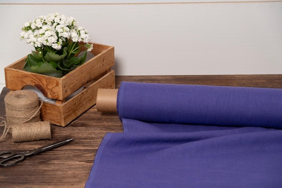 Linen fabric Anome purple, Fabric by the yard or meter, Organic washed flax fabric