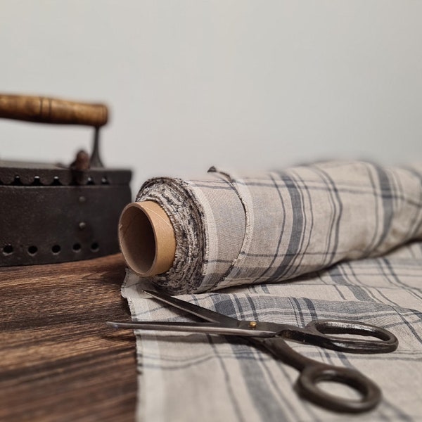 Checked Linen Fabric - Etsy
