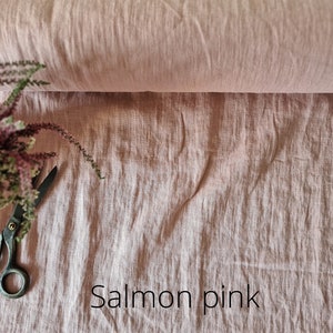 Linen fabric pink lemonade, Washed softened flax fabrics, Fabric by the yard or meter image 7