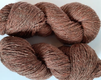 Wool yarn for knitting, High quality brown hand dyed yarn. Natural lanolin yarn.