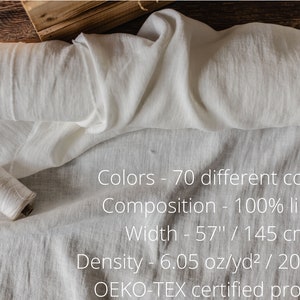 70 kolorów tkaniny lnianej o średniej gramaturze, Tkanina cięta na wymiar lub metr, Naturalnie prana organiczna tkanina lniana zdjęcie 5