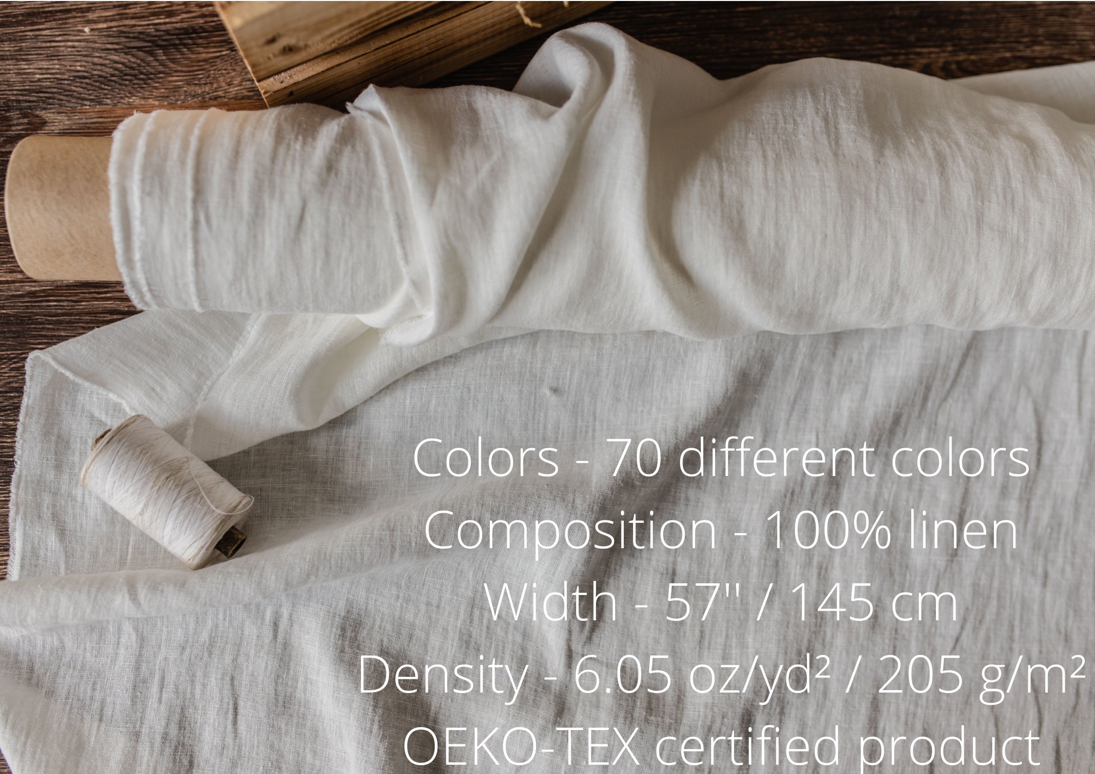 White Linen Fabric, Washed Linen Flax, Pure White Linen Fabric, Medium  Weight Linen for Curtains, Dress, Eco Friendly Linen Fabric 