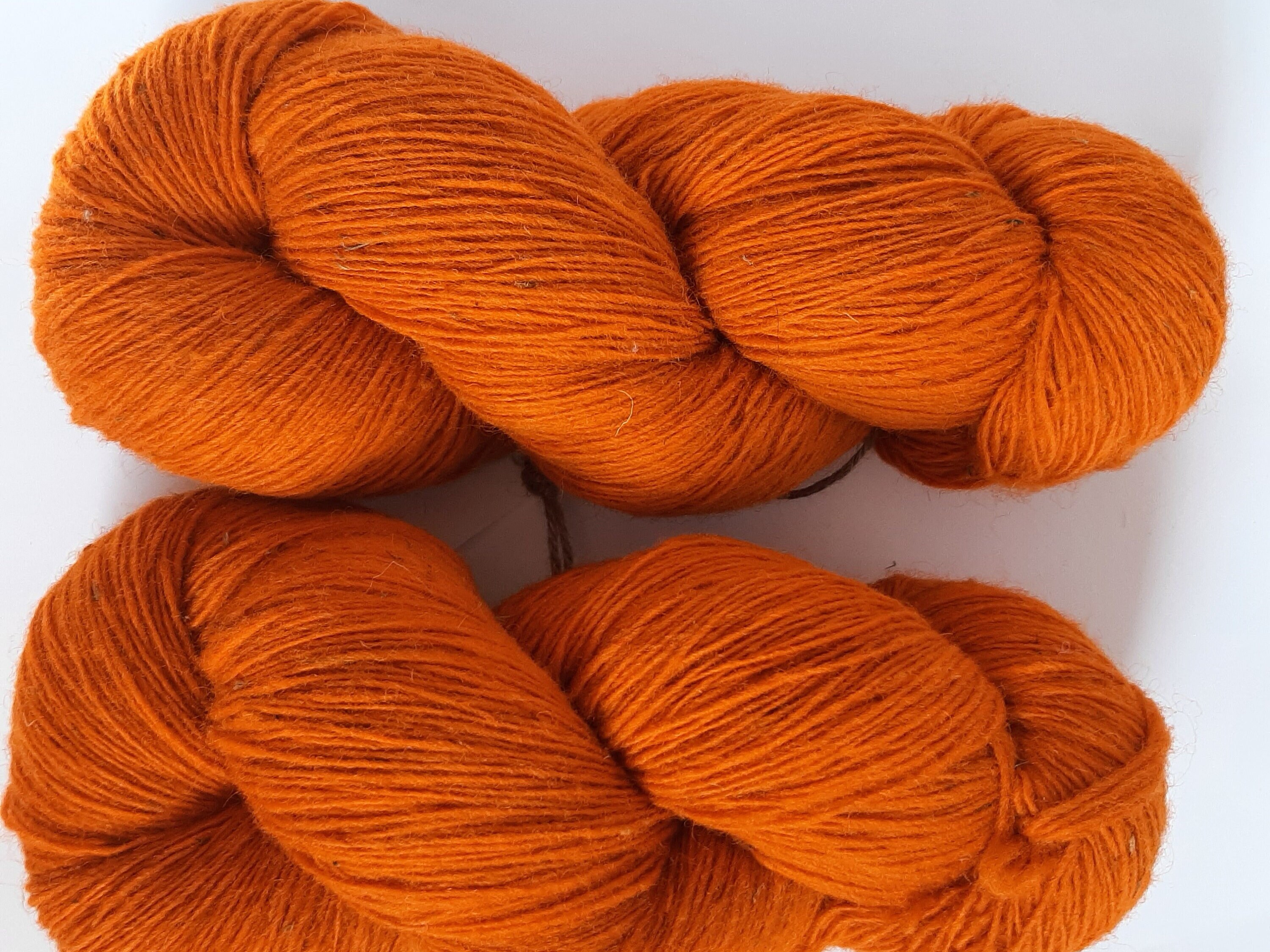 Wool yarn for knitting, Orange high quality wool yarn. Natural lanolin yarn.
